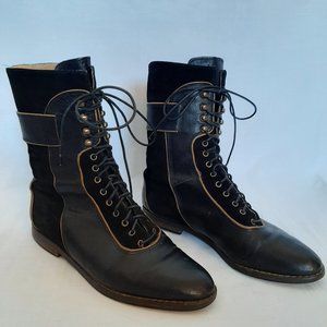 Lord & Taylor Black Suede and Leather Calf Boot